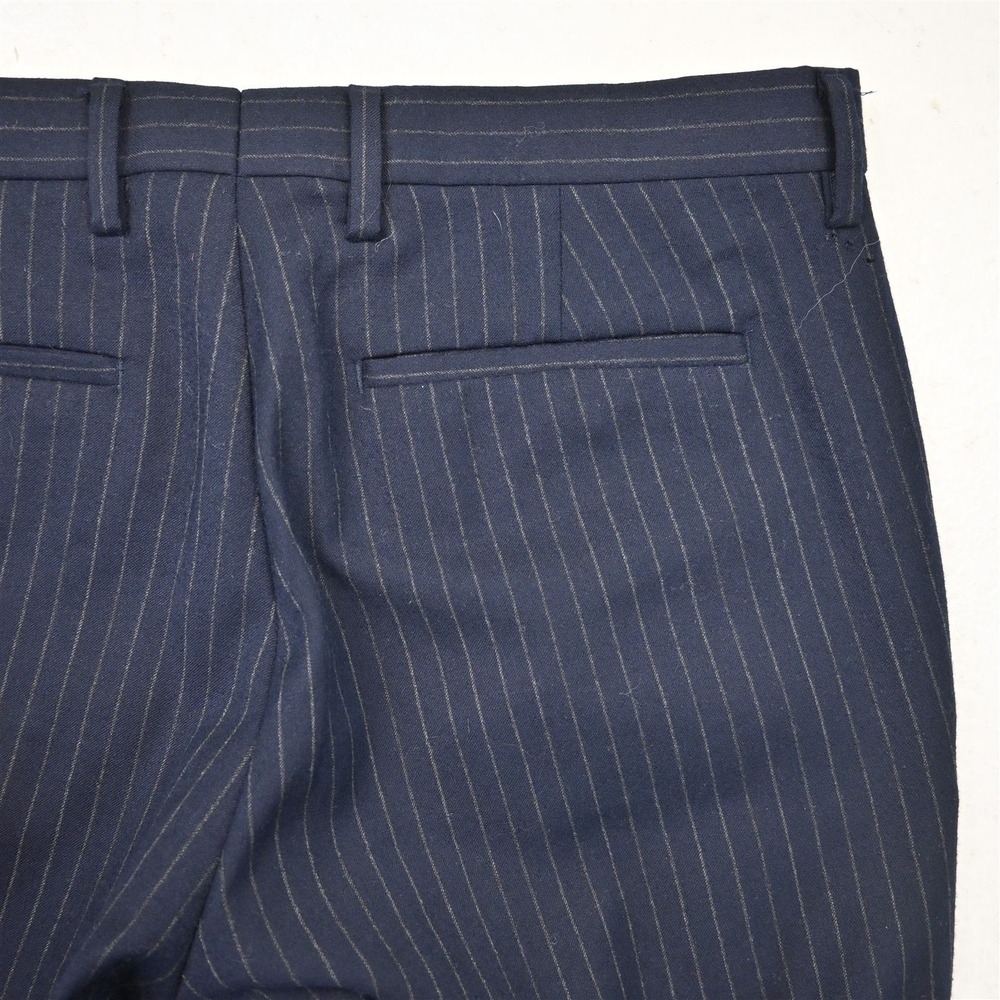 Banana Republic 31x32 Navy 100% Wool Flannel Stripe 378488 Slim Dress Mens Pants - Picture 8 of 9